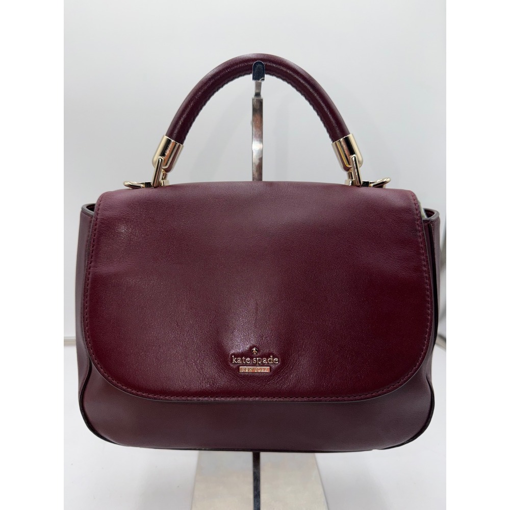 Kate Spade Robson Lane Marcelle Leather Satchel Cherry Wood burgundy.